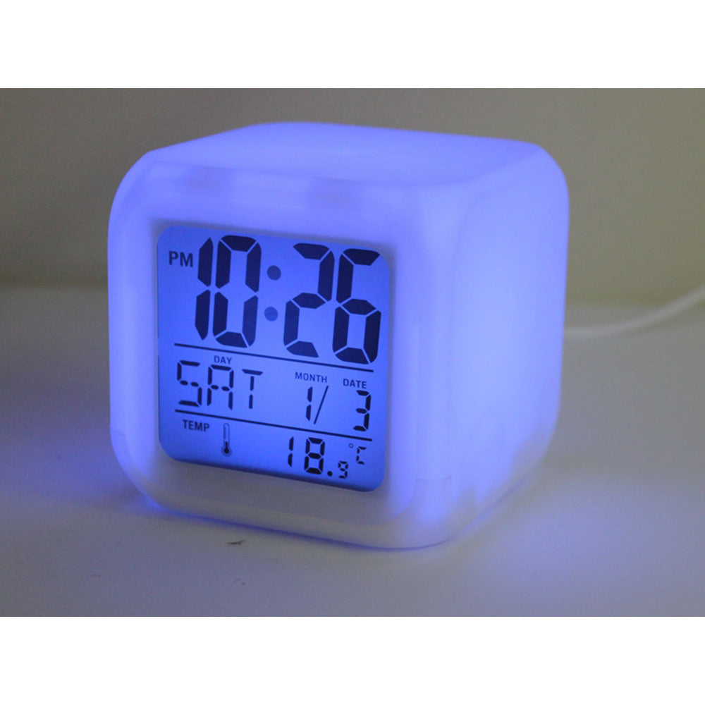 Réveil LCD Caméléon avec Thermomètre et Mélodies Apaisantes