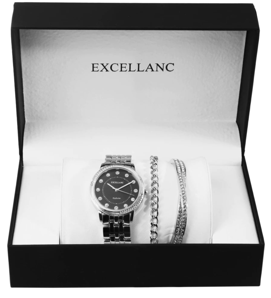 Coffret Excellanc Femme : 2 Bracelets et 1 Montre Élégante