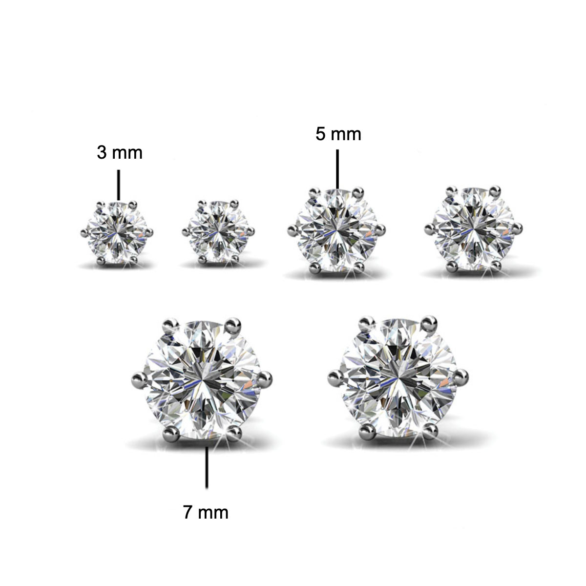 Coffret Trinity : 3 Paires de Boucles d'oreilles avec Cristaux Autrichiens