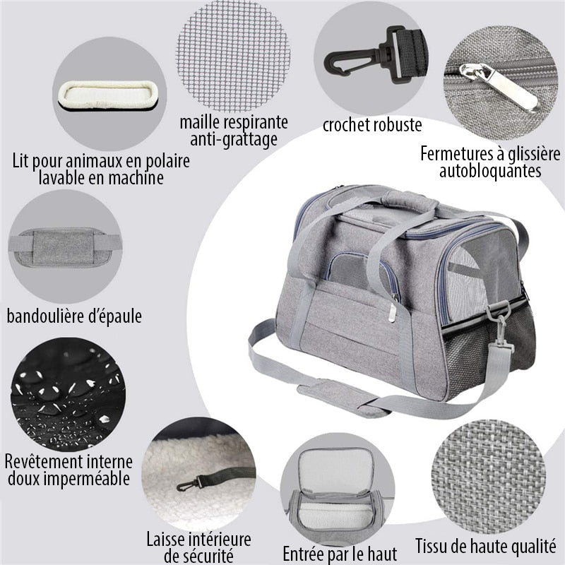 Sac de Transport Léger et Respirant pour Animaux de Compagnie