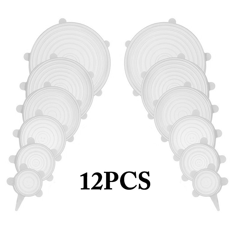 Couvercles en Silicone Extensibles – Lot de 12 Tailles Pratiques pour un Rangement Optimal