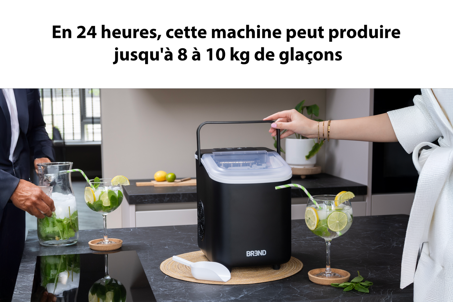 Machine à glaçons haute capacité avec écran LED - Prête en quelques minutes