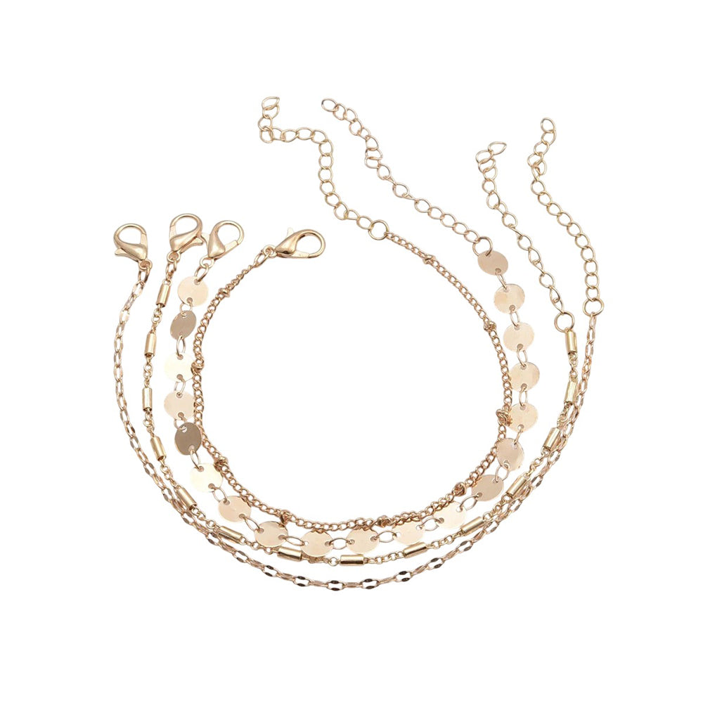 Bracelet "Elodie" en Or 18 Carats - Lot de 4 Élégants !