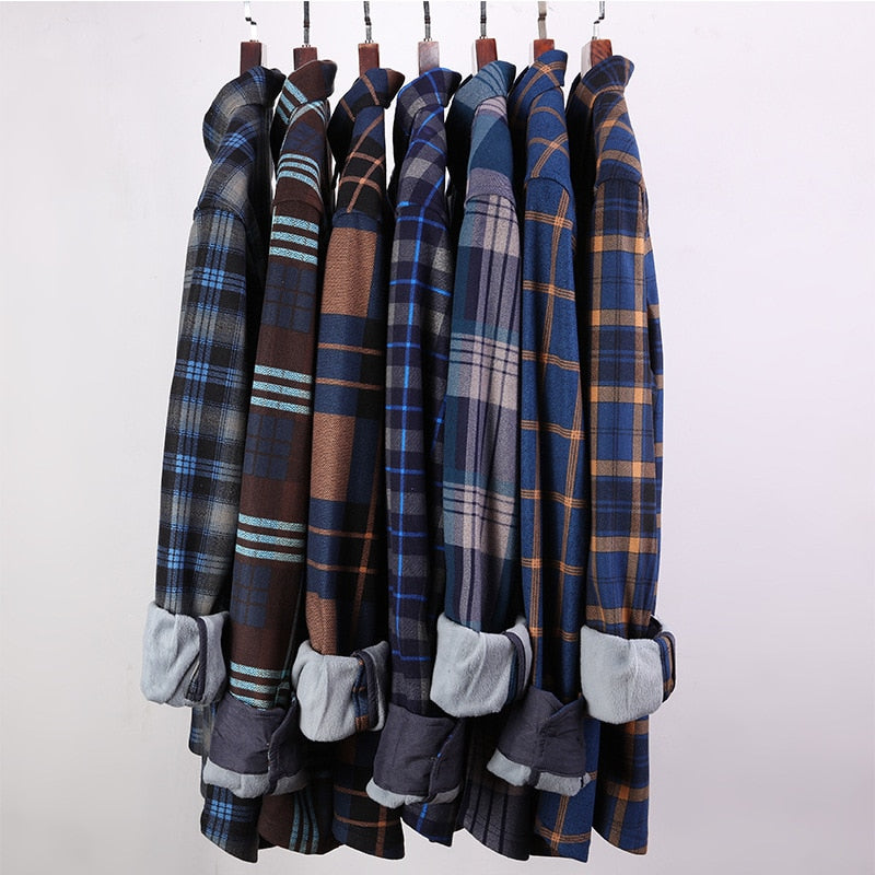 Chemise à Carreaux en Velours Épais pour Homme - Élégance et Confort Assurés