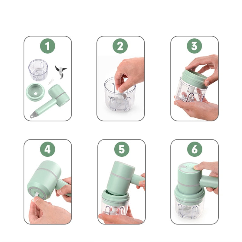 Mini Hachoir et Batteur Électrique Sans Fil Multifonction