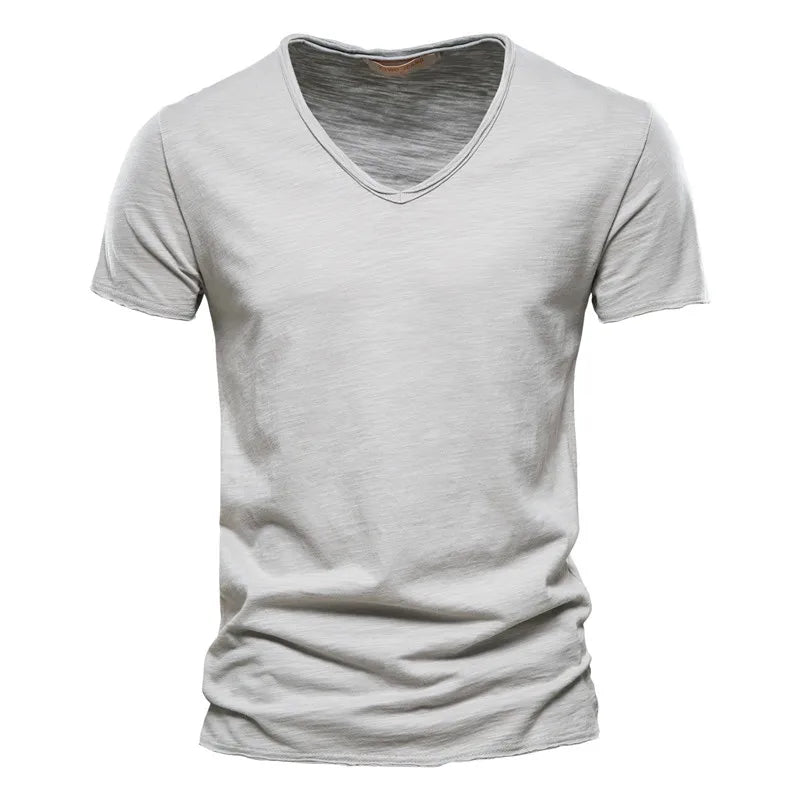 T-shirt Col en V 100% Coton pour Homme – Confort et Style Assurés