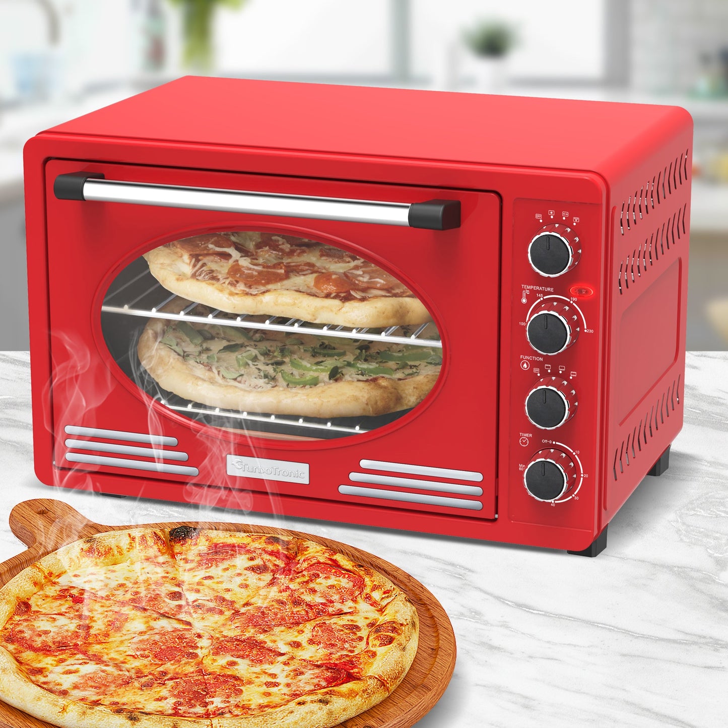 Four électrique rétro en Inox 45L - Performance et style élégants