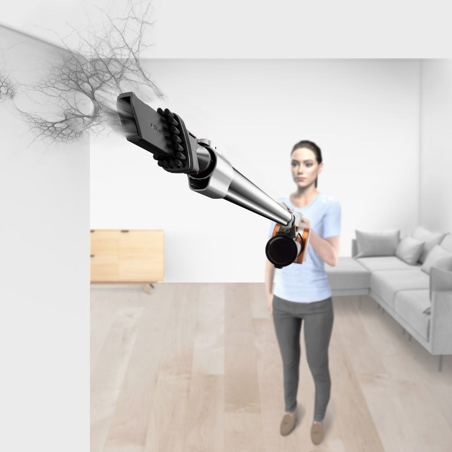 Aspirateur balai ultra léger sans fil avec chargeur mural