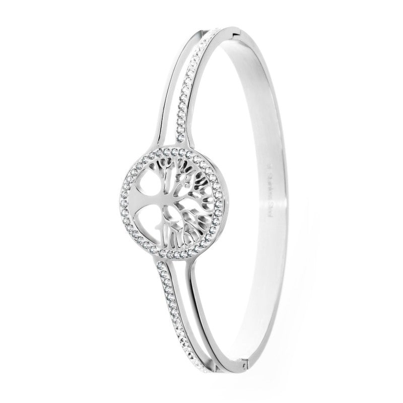 Bracelet Arbre de Vie en Acier Inoxydable avec Cristaux Swarovski