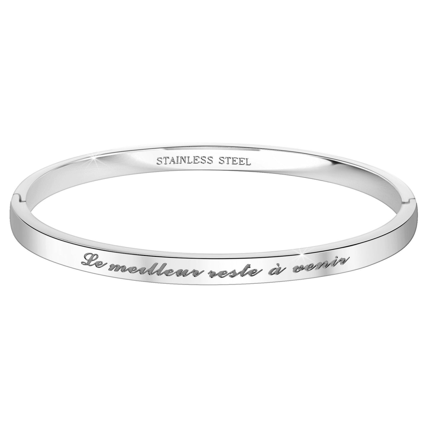 Bracelet Inspirant "Le Meilleur Reste à Venir" en Acier Rhodié Argenté