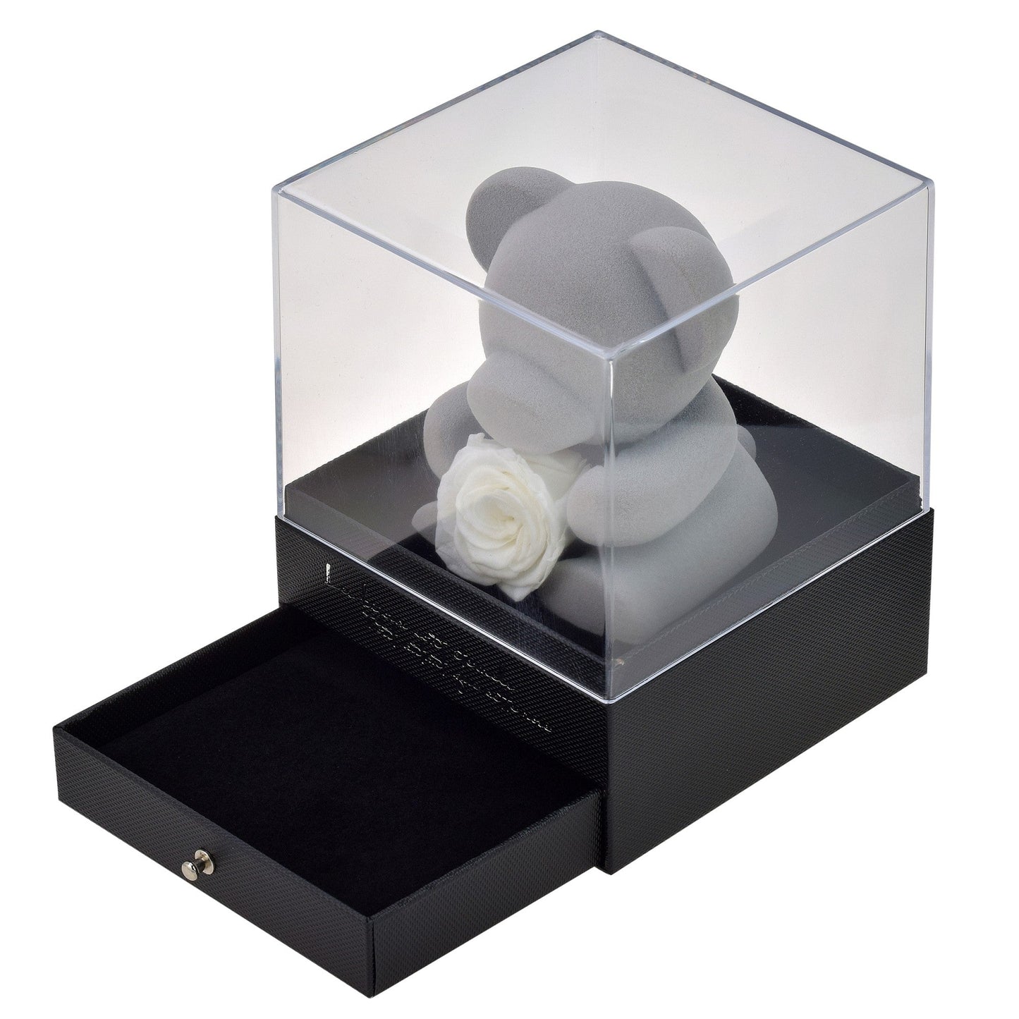 Coffret à bijoux ourson avec rose éternelle – Un cadeau d'amour inoubliable