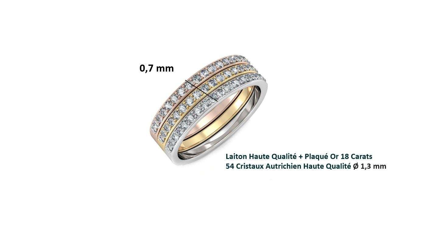 Bague Trinity Élégante avec 54 Cristaux Swarovski - L'éclat qui vous distingue