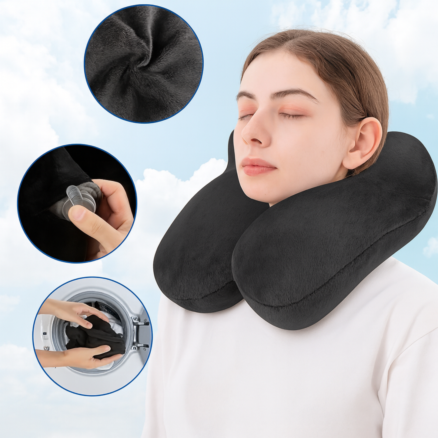 Coussin de Voyage Ergonomique DreamRest™ : Confort Premium et Entretien Facile