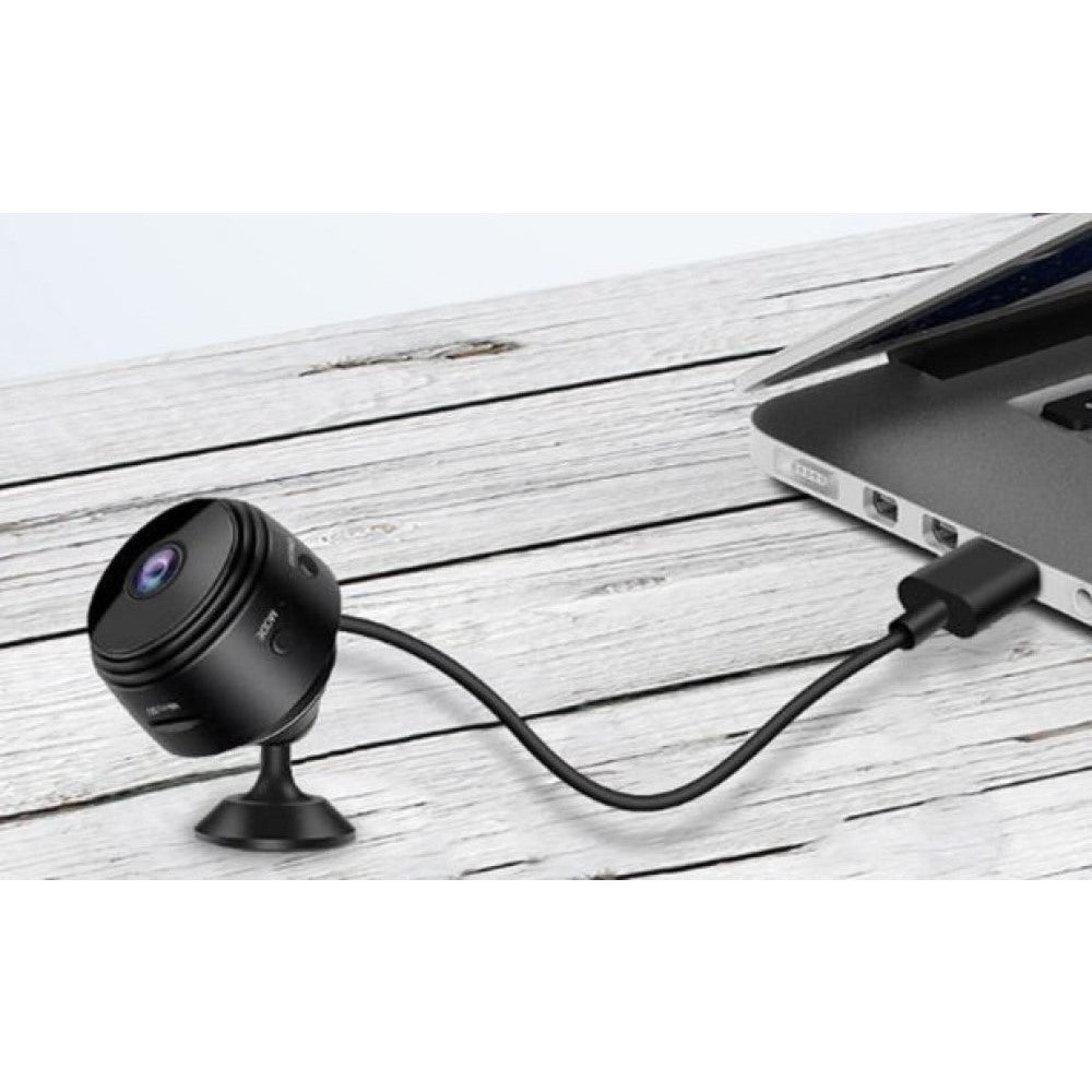 Caméra WiFi compacte avec support magnétique et câble de chargement USB