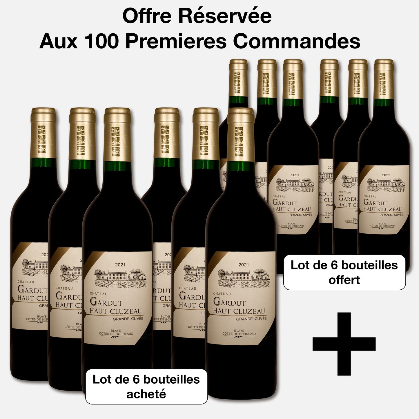 Lot de 6 bouteilles Château Gardut Haut Cluzeau 2021 + 6 offertes