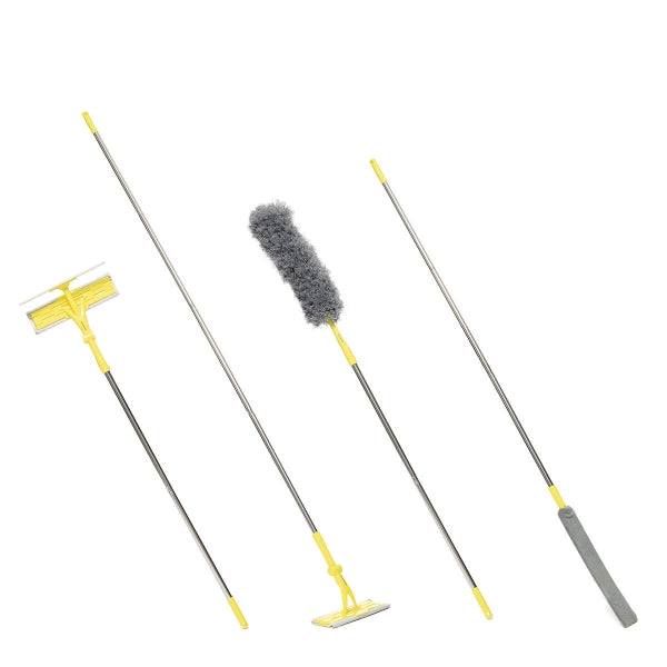 Kit Nettoyage Démontable 4 en 1 : Serpillère, Plumeau, Brosse & Lave Vitre