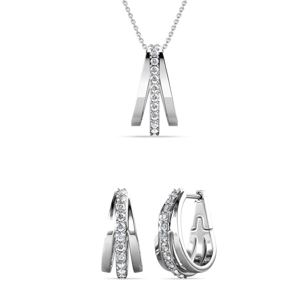 Parure Aurielle Hoop : Élégance éclatante en bijou avec cristaux autrichiens