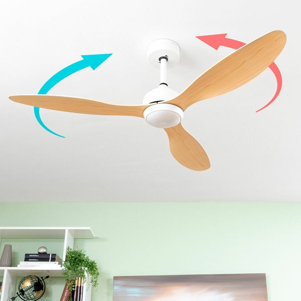 Ventilateur de plafond LED moderne avec 3 pales en bois