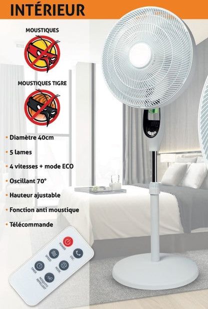 Ventilateur Anti-Moustique sur Pied avec Flacon de Répulsif Offert