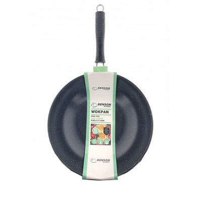 Poêle Wok 30 cm avec Revêtement Anti-Adhésif en Marbre