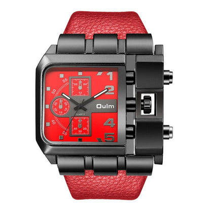 Montre à Quartz Élégante avec Bracelet en Cuir Rouge