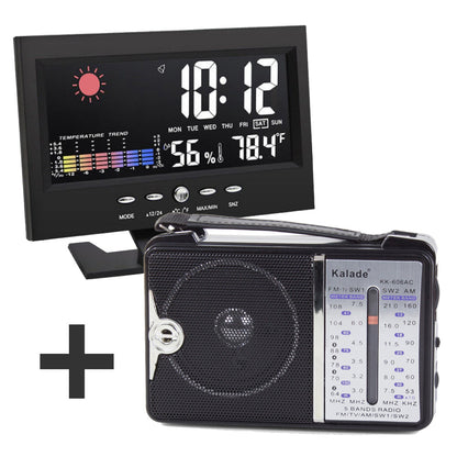 Horloge Météo Colorée avec Radio Rétro Portable FM/AM