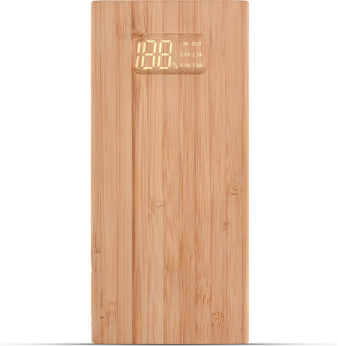 Chargeur rapide en bambou avec écran LED - 10 000 mAh
