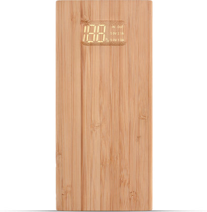 Chargeur rapide en bambou avec écran LED - 10 000 mAh