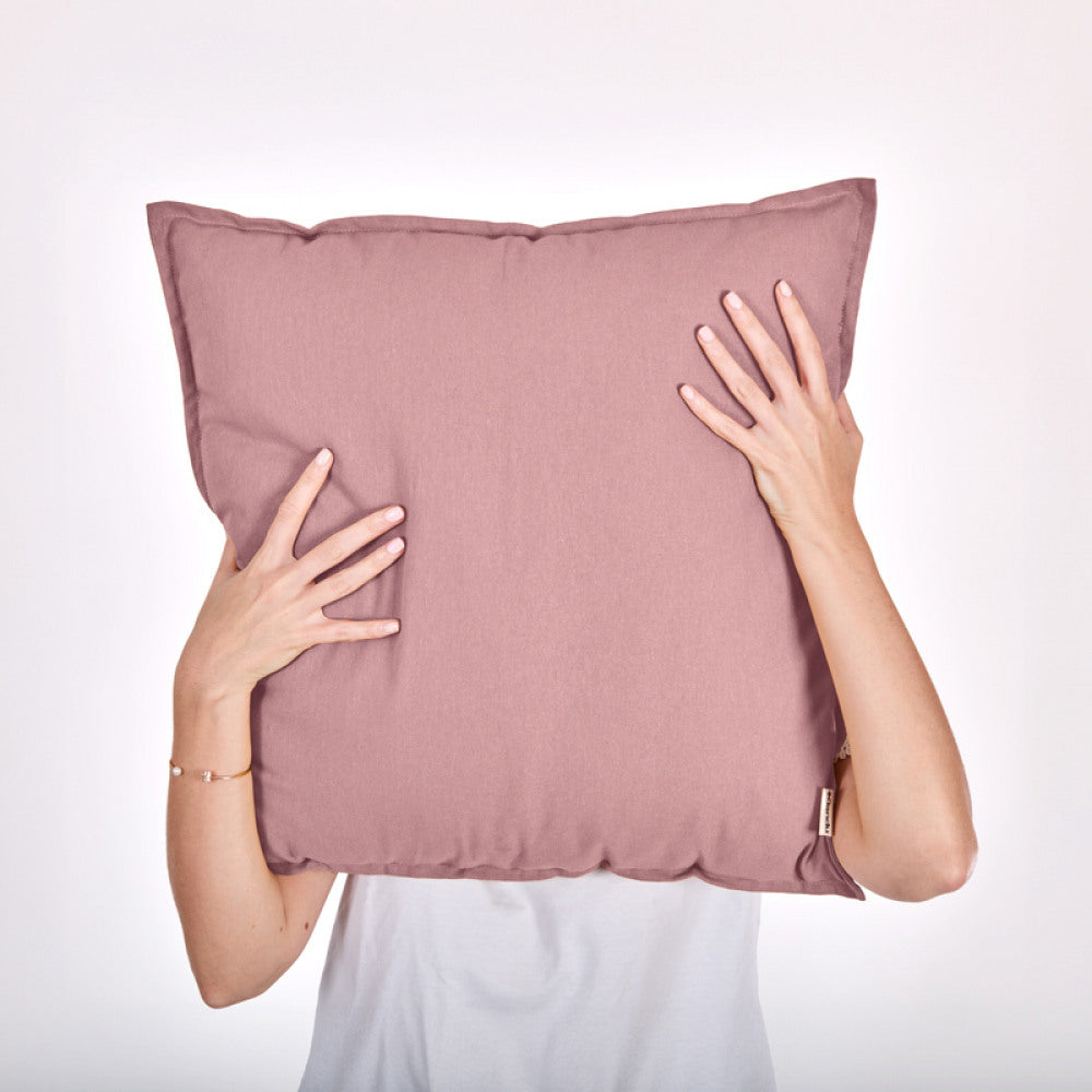 Coussin mauve 40x40 en coton doux avec fermeture éclair