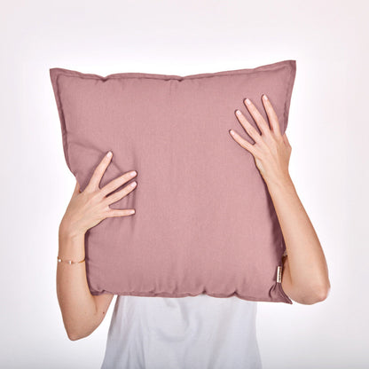Coussin mauve 40x40 en coton doux avec fermeture éclair