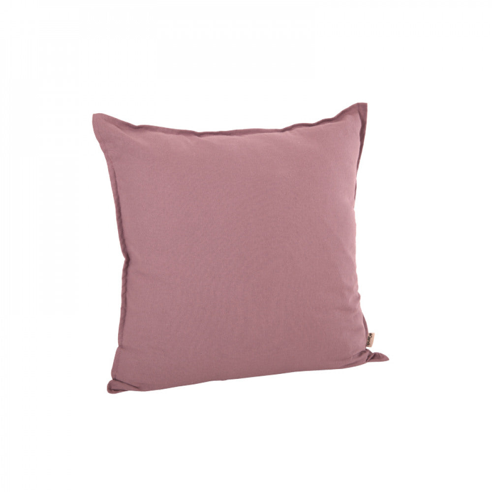 Coussin mauve 40x40 en coton doux avec fermeture éclair