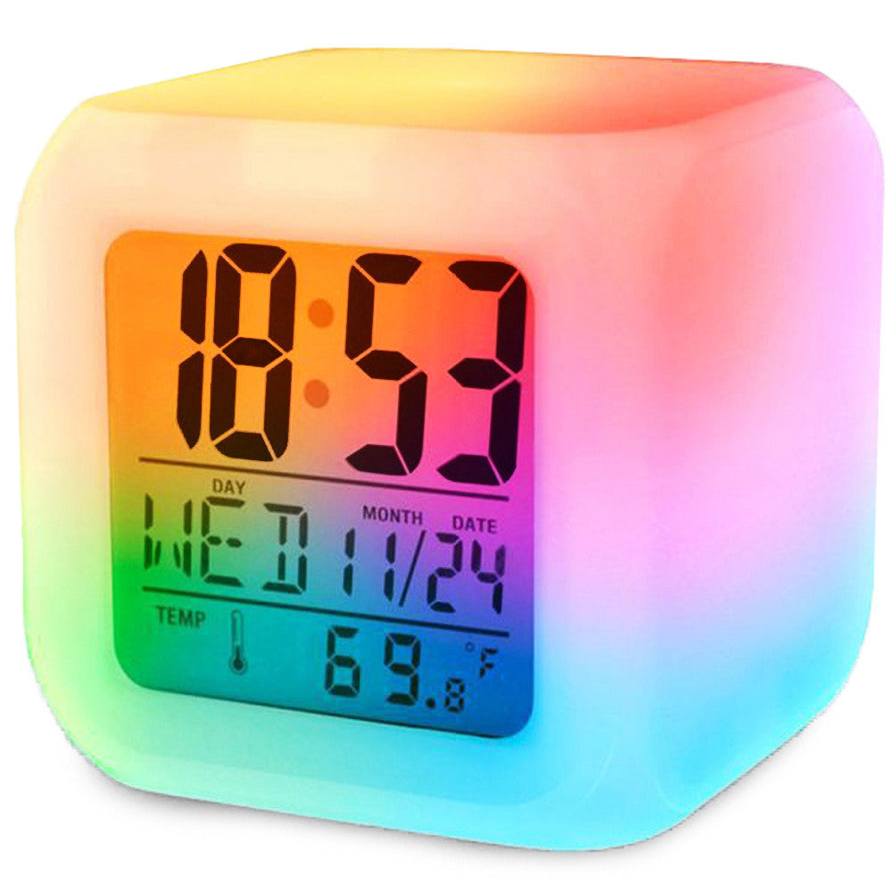 Réveil LCD Caméléon avec Thermomètre et Mélodies Apaisantes