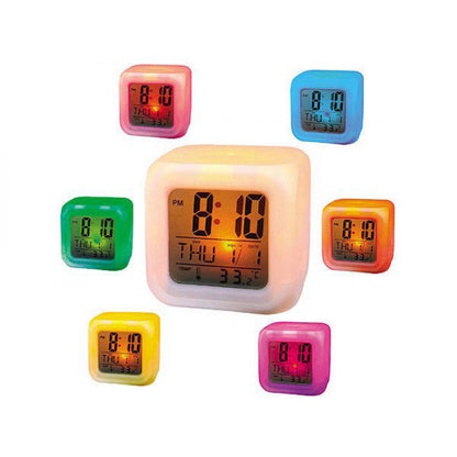 Réveil LCD Caméléon avec Thermomètre et Mélodies Apaisantes