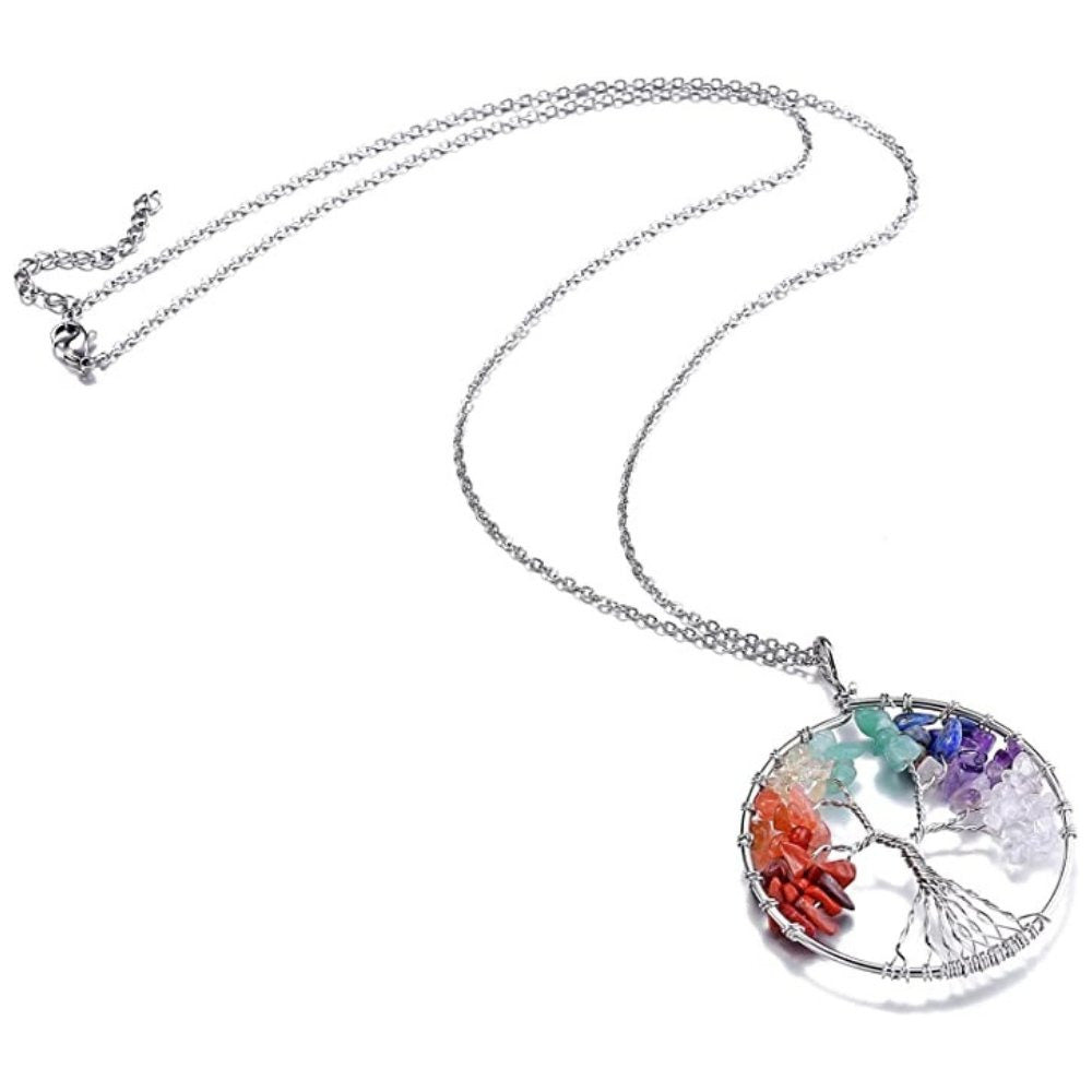 Collier Arbre de Vie Chakras en Pierres Semi-Précieuses