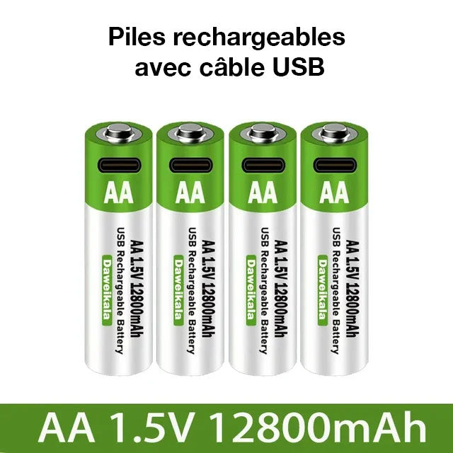 Pack de 4 piles rechargeables USB AA avec livraison gratuite