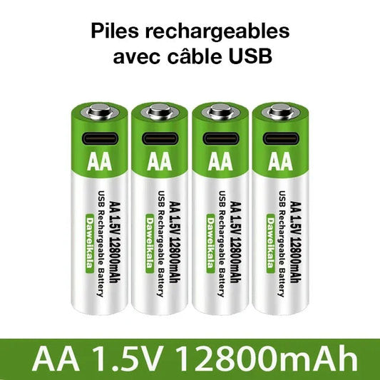 Pack de 4 piles rechargeables USB AA avec livraison gratuite