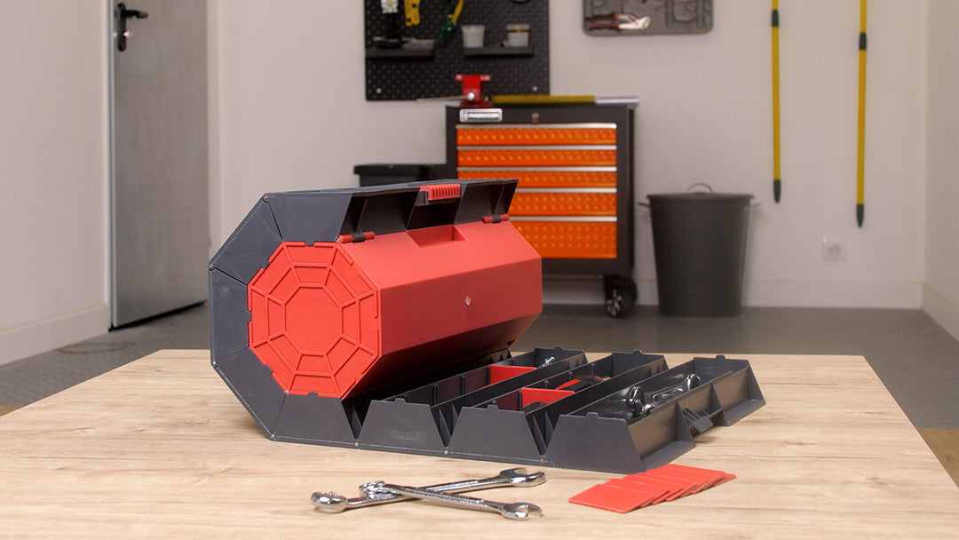 Mallette à outils mobile « Escargot » avec 37 compartiments organisés