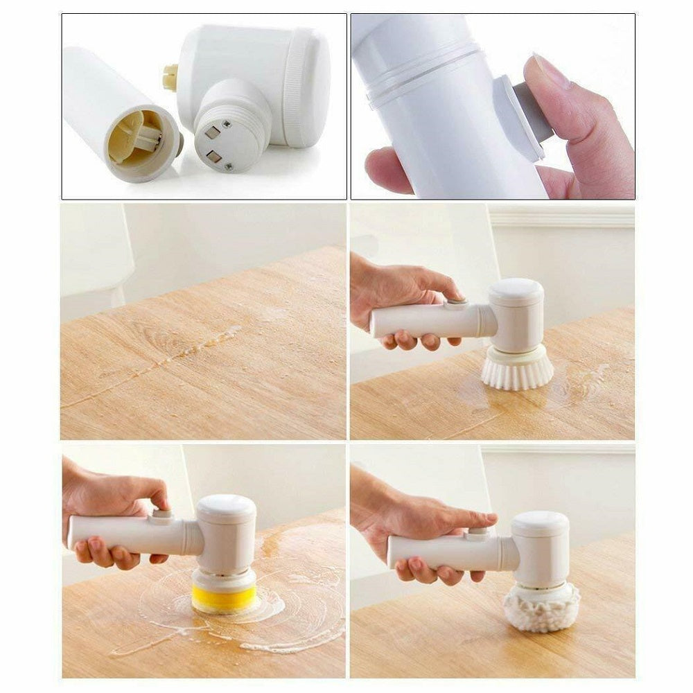 Brosse de nettoyage électrique multitâches avec 3 têtes interchangeables