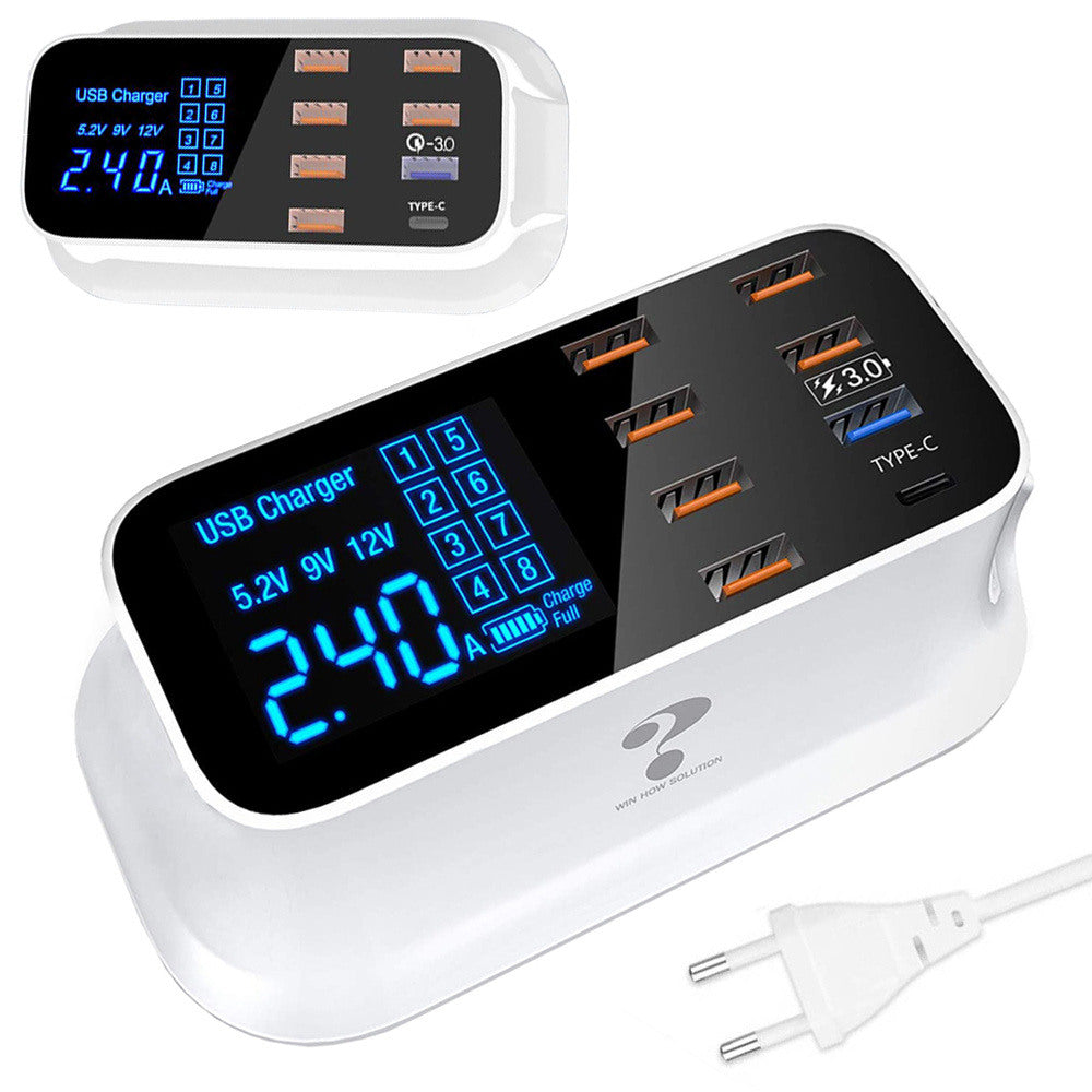 Chargeur Ultra-Rapide 8 Ports avec Écran LCD