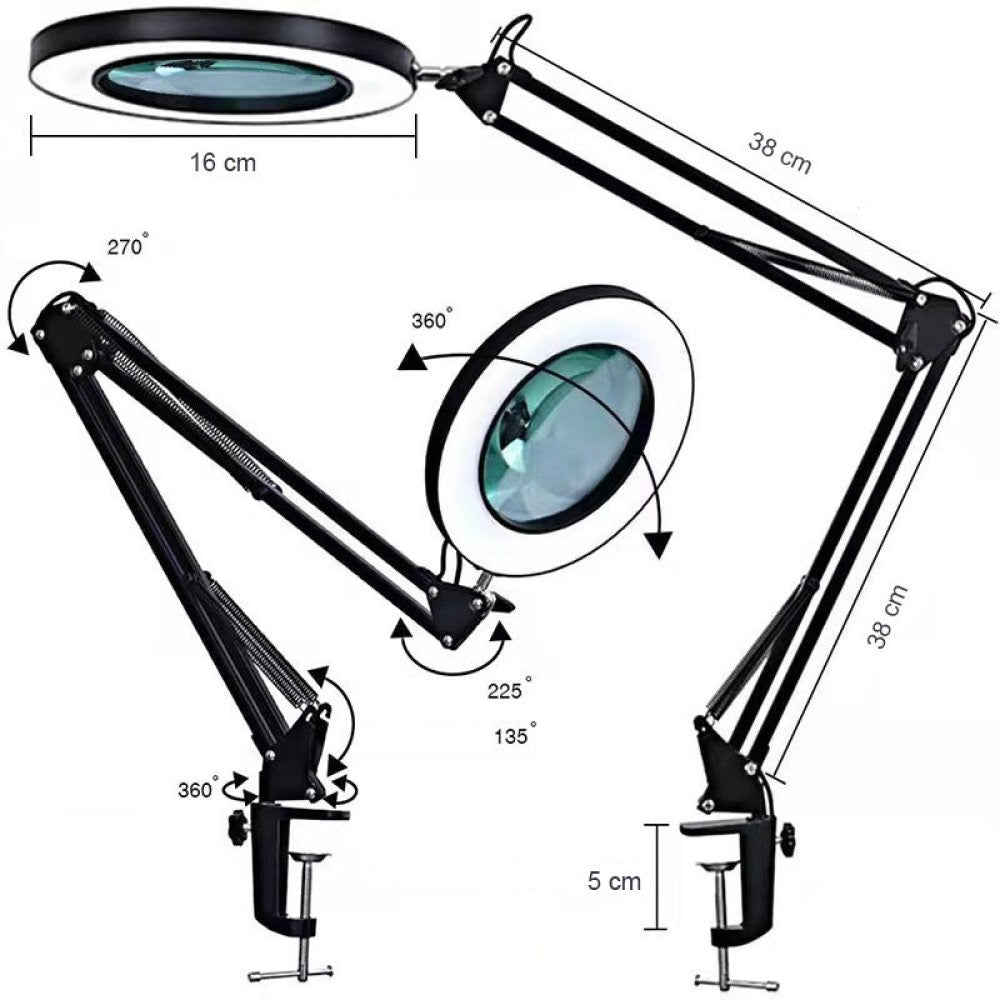Lampe de table LED avec loupe 8X – Précision et éclairage ajustables