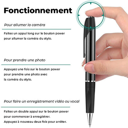 Stylo Caméra Penspy Pro 3 en 1 - Discrétion Assurée avec Carte SD 32 Go