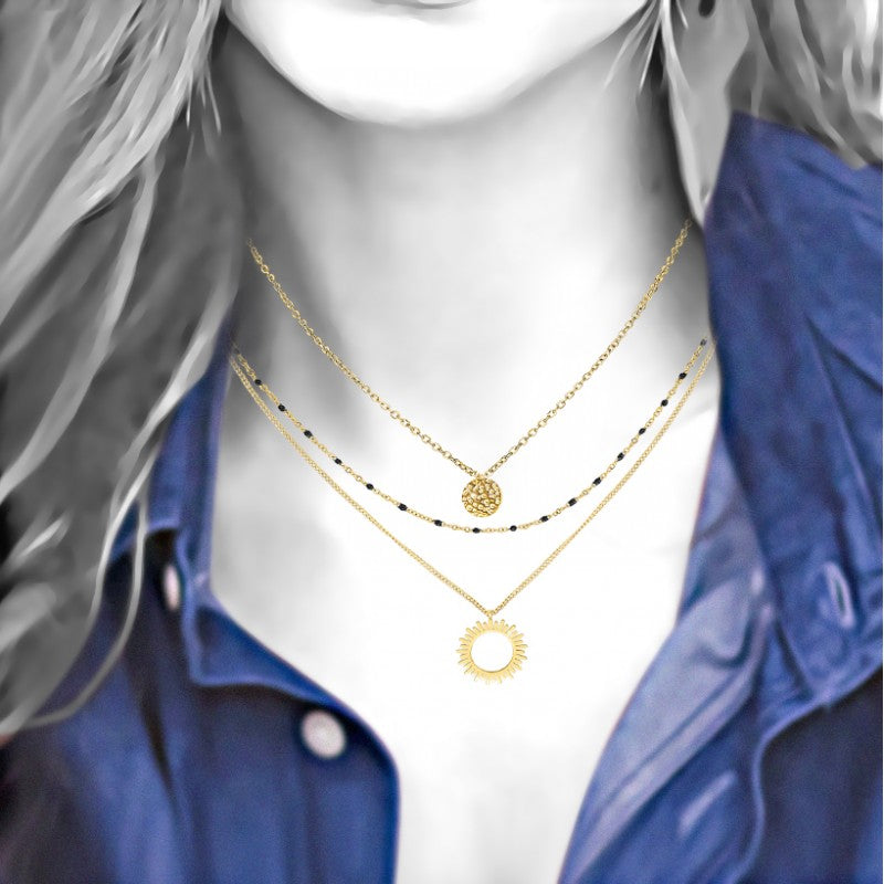 Sautoir Étoile en Acier Inoxydable Doré à l'Or Fin