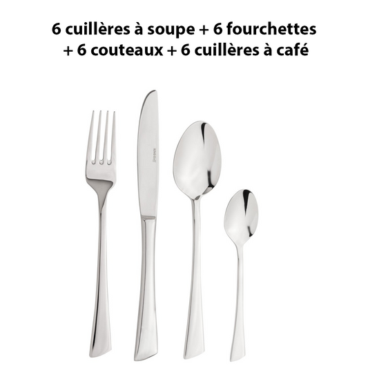 Ensemble de 24 couverts en acier inoxydable – Élégance et durabilité avec livraison offerte