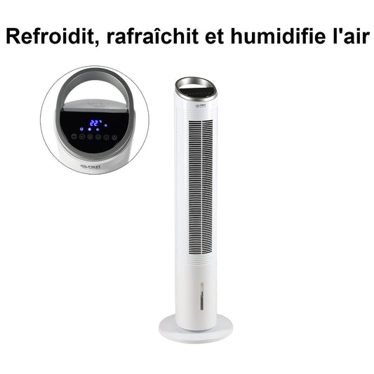 Ventilateur colonne blanc silencieux 60W avec télécommande et affichage digital