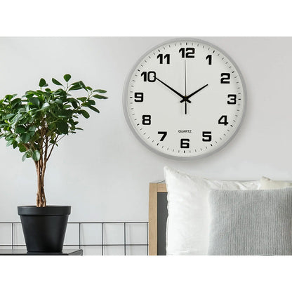 Grande Horloge Murale Élégante en Argent