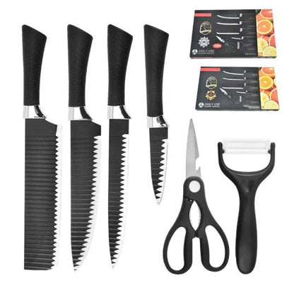 Kit de Cuisine 6 Pièces : Couteaux, Ciseaux et Éplucheur Essentiels