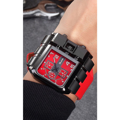 Montre à Quartz Élégante avec Bracelet en Cuir Rouge