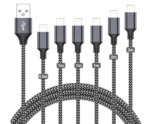 Jeu de 6 câbles Lightning pour iPhone - Charge et Synchronisation Simplifiées