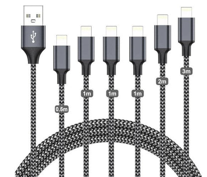 Jeu de 6 câbles Lightning pour iPhone - Charge et Synchronisation Simplifiées