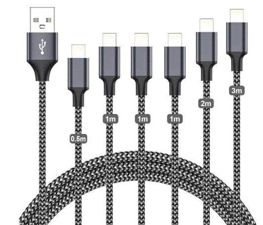 Jeu de 6 câbles Lightning pour iPhone - Charge et Synchronisation Simplifiées